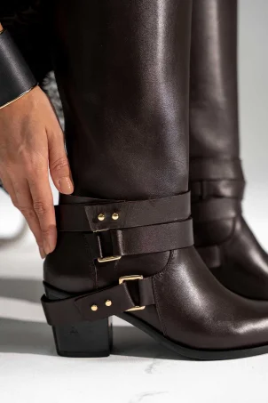 SKC-017 Kahverengi Deri Kadın Çizme