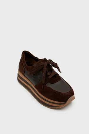 SKS-064 Kahverengi Süet Kadın Sneaker