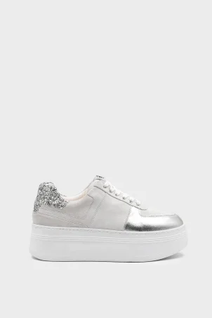 SKS-065 Beyaz Lame Kadın Sneaker