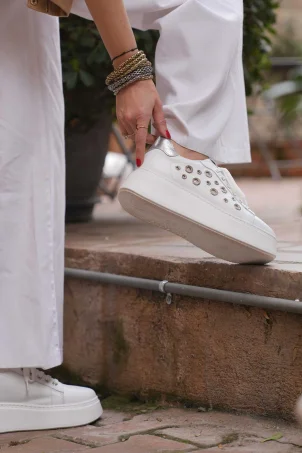 SKS-067 Beyaz Deri Kadın Sneaker