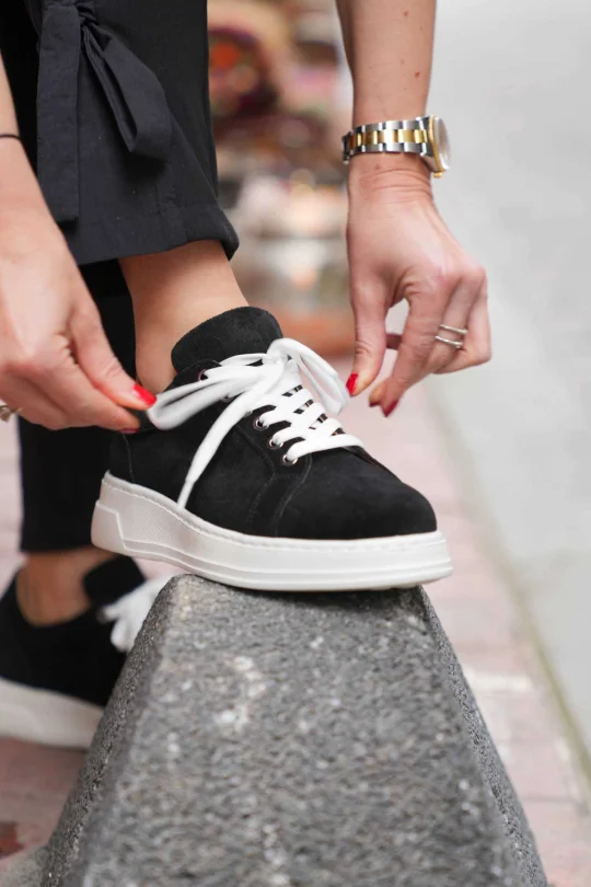 SKS-069 Siyah Süet Kadın Sneaker