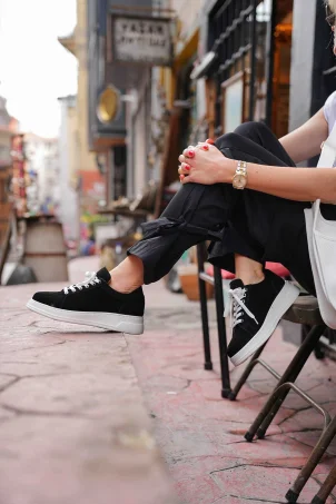 SKS-069 Siyah Süet Kadın Sneaker