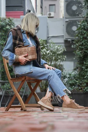 SKS-069 Taba Süet Kadın Sneaker