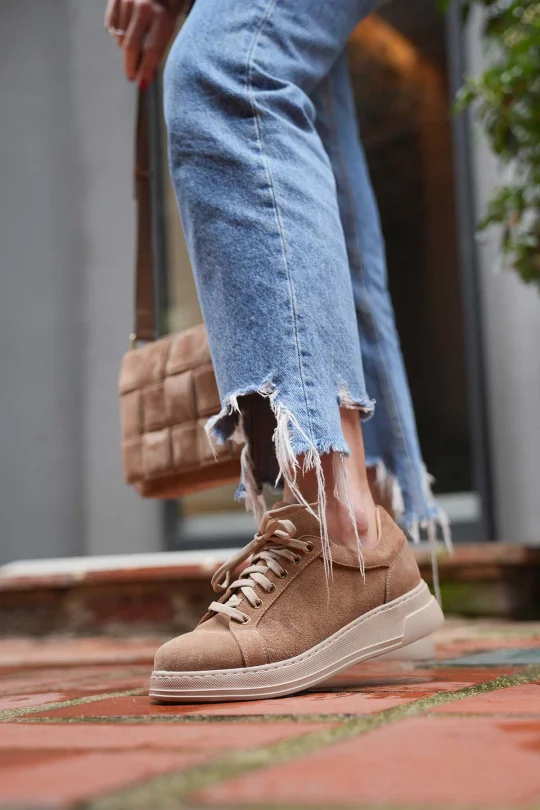 SKS-069 Taba Süet Kadın Sneaker