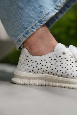 SKS-073 Beyaz Deri Kadın Sneaker