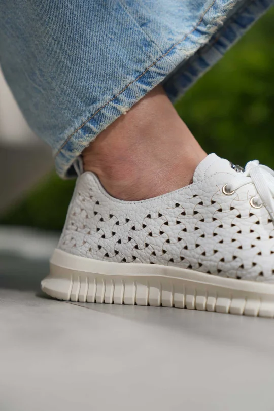 SKS-073 Beyaz Deri Kadın Sneaker