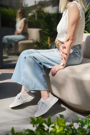SKS-073 Beyaz Deri Kadın Sneaker
