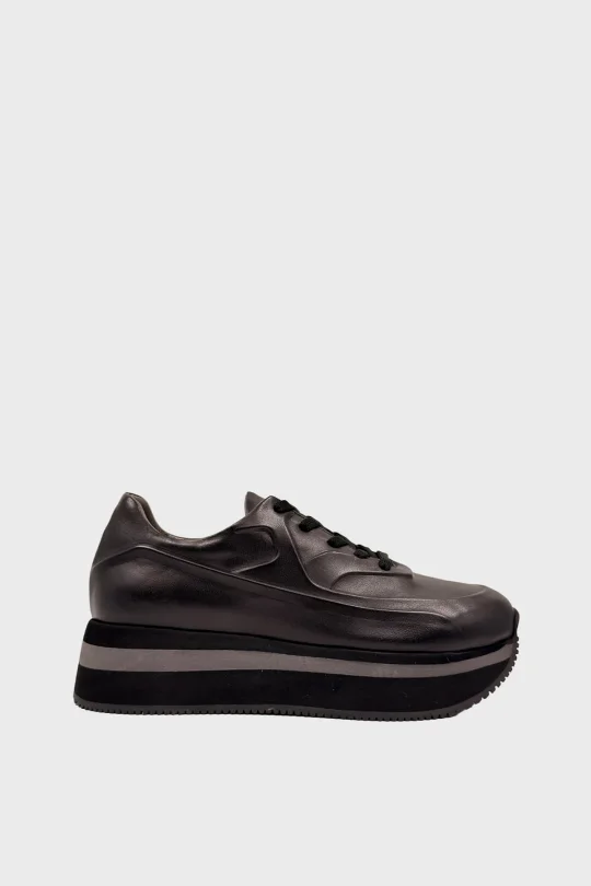 SKS-074 Siyah Deri Kadın Sneaker