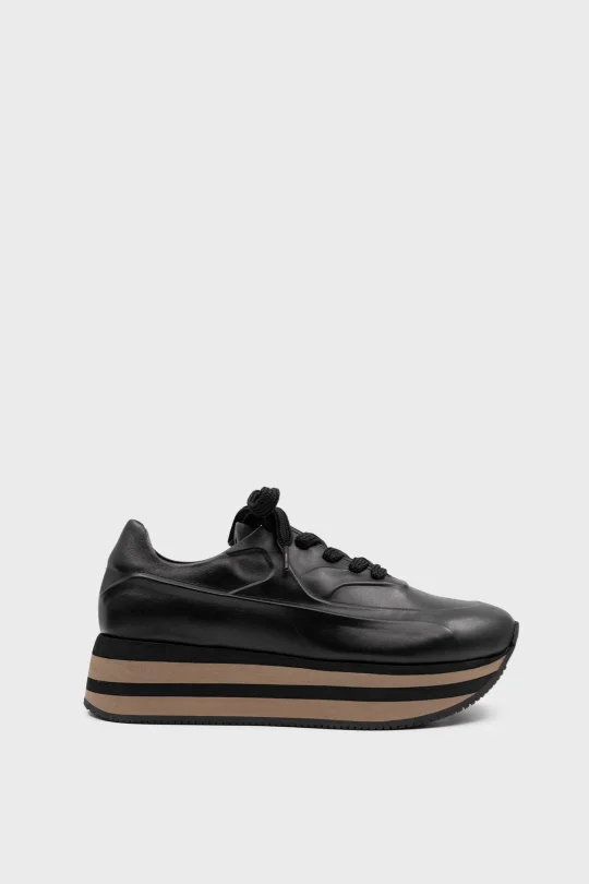 SKS-074 Siyah Deri Kadın Sneaker