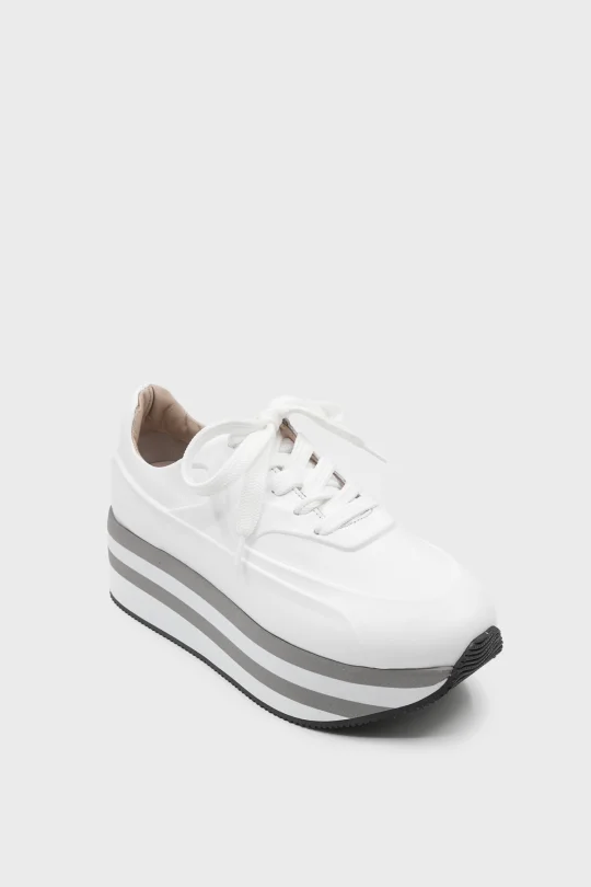 SKS-074 Beyaz Deri Kadın Sneaker