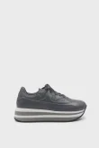 SKS-074 Gri Deri Kadın Sneaker