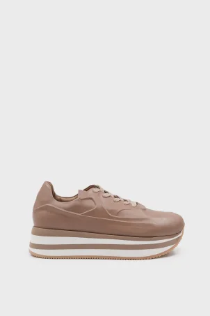 SKS-074 Nude Deri Kadın Sneaker