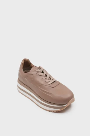 SKS-074 Nude Deri Kadın Sneaker