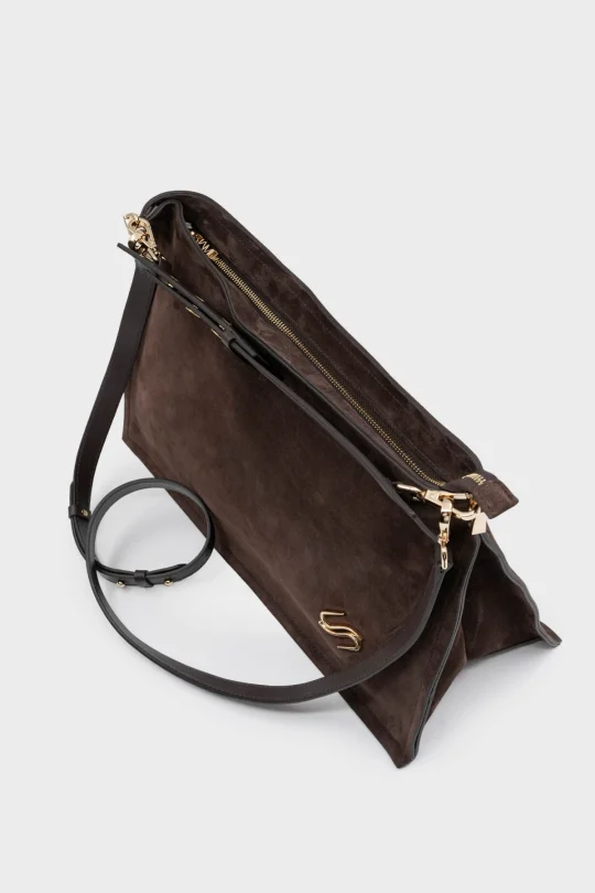 SCO-045 Kahverengi Süet Kadın Omuz Çantası