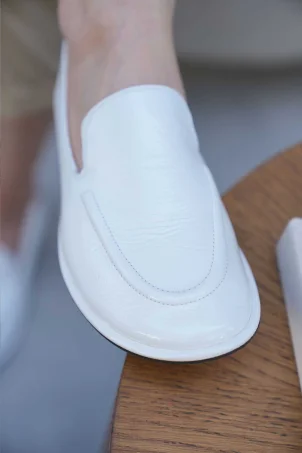 SKL-062 Beyaz Rugan Kadın Loafer