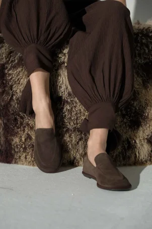 SKL-062 Kahverengi Süet Kadın Loafer