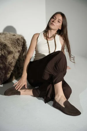 SKL-062 Kahverengi Süet Kadın Loafer