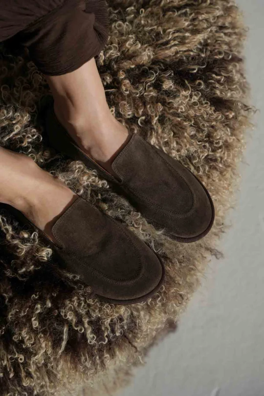 SKL-062 Kahverengi Süet Kadın Loafer