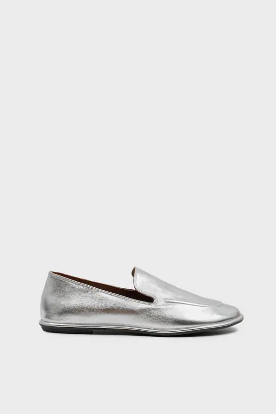 SKL-062 Gümüş Deri Kadın Loafer