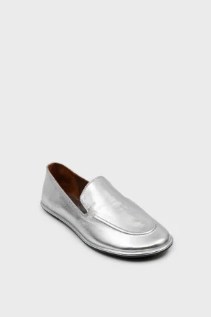 SKL-062 Gümüş Deri Kadın Loafer