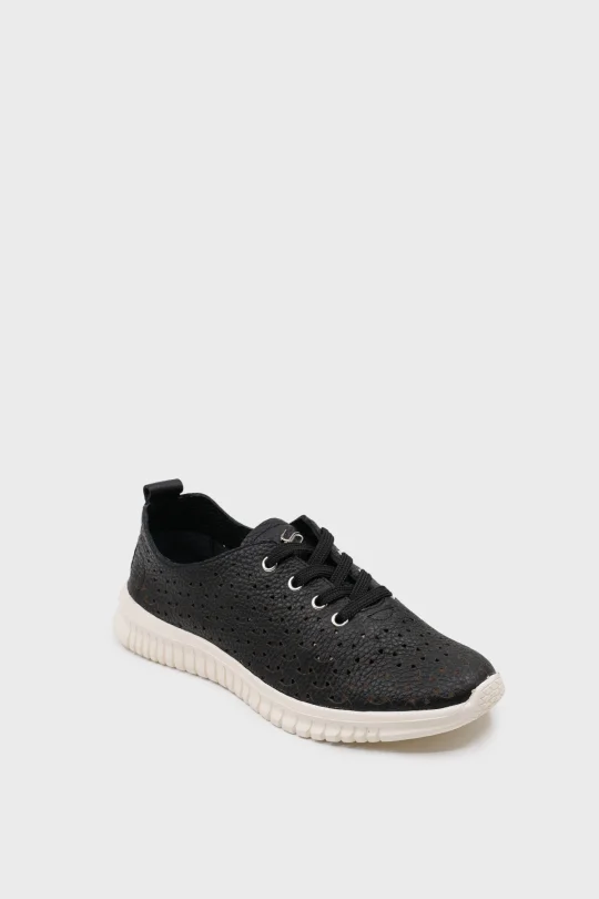 SKS-075 Siyah Togo Deri Sneaker