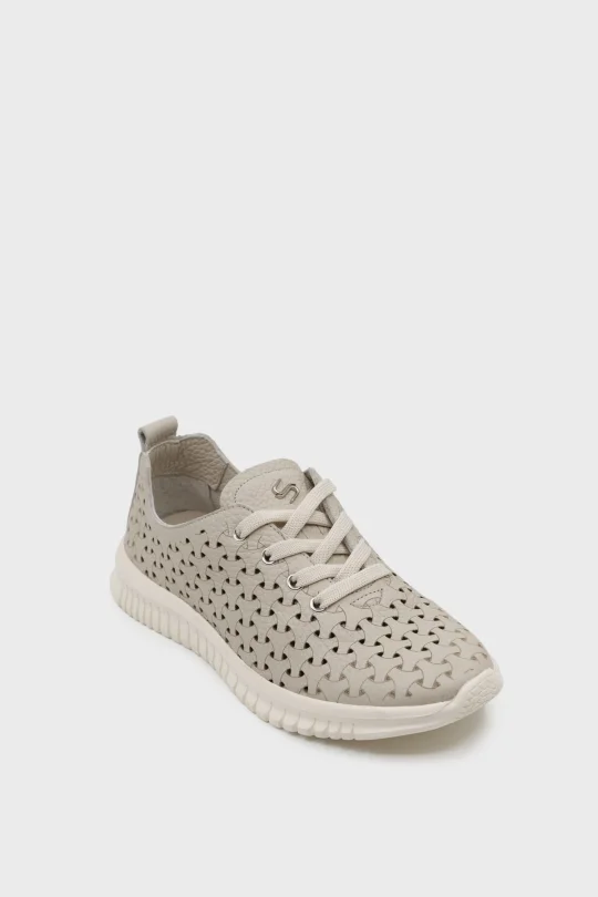 SKS-075 Bej Togo Deri Sneaker
