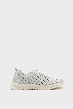 SKS-075 Beyaz Togo Deri Sneaker