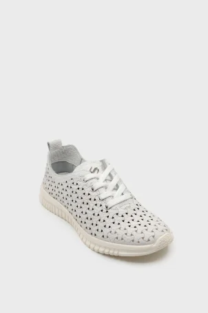 SKS-075 Beyaz Togo Deri Sneaker