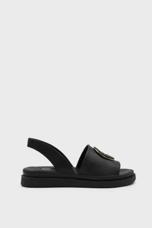 SKD-051 Siyah Deri Kadın Comfort Sandalet