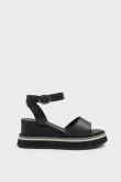 SKD-054 Siyah Deri Platform Tabanlı Sandalet