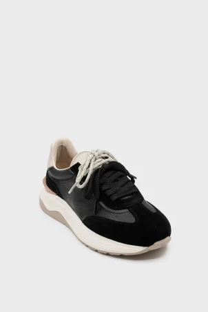 SKS-078 Siyah Deri Kadın Sneaker