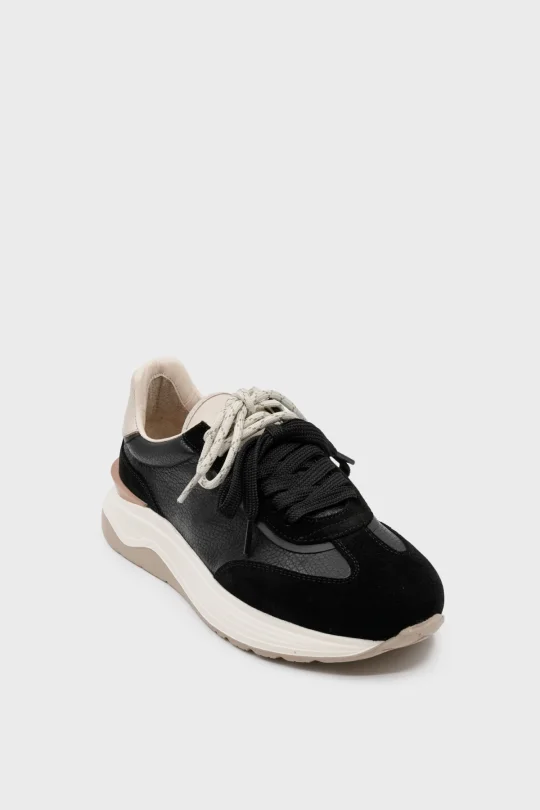 SKS-078 Siyah Deri Kadın Sneaker
