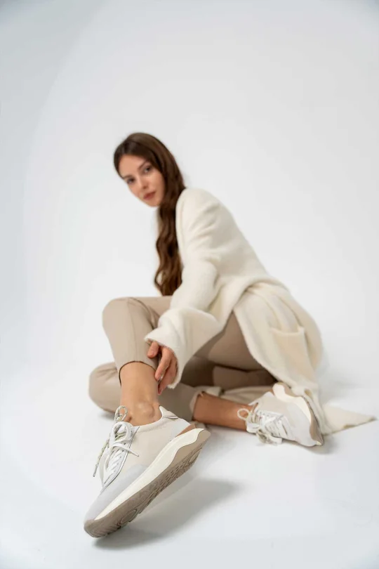 SKS-078 Beyaz Deri Kadın Sneaker