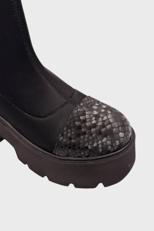 SKB-095 Siyah Croco Stretch Kadın Bot