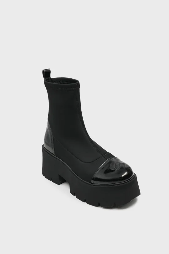 SKB-095 Siyah Rugan Stretch Kadın Bot