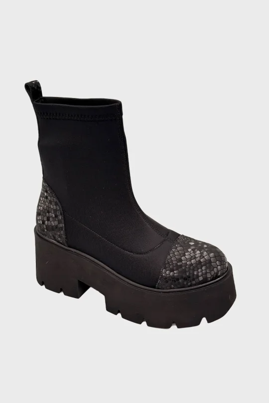 SKB-095 Siyah Yılan Stretch Kadın Bot