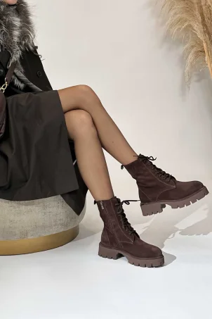 SKB-097 Kahverengi Süet Kadın Bot