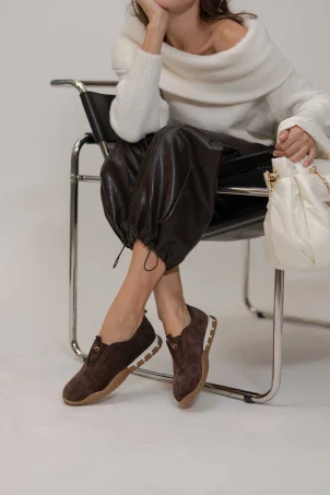 SKS-079 Kahverengi Süet Kadın Sneaker