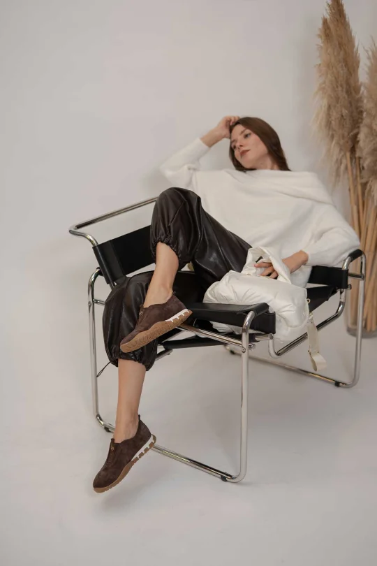 SKS-079 Kahverengi Süet Kadın Sneaker