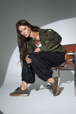 SKS-080 Haki Süet Kadın Sneaker