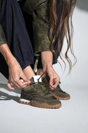 SKS-080 Haki Süet Kadın Sneaker