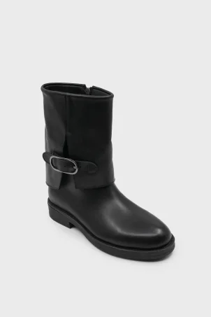 SKB-103 Siyah Deri Kadın Bot