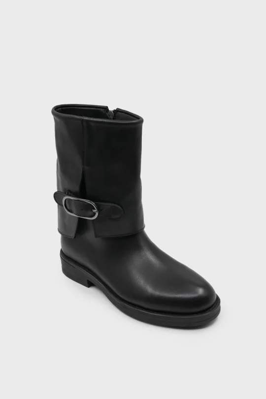 SKB-103 Siyah Deri Kadın Bot