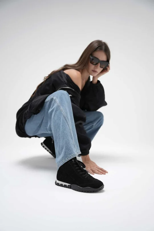 SKB-106 Siyah Süet Kadın Bot