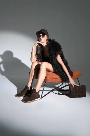 SKB-106 Kahverengi Süet Kadın Bot