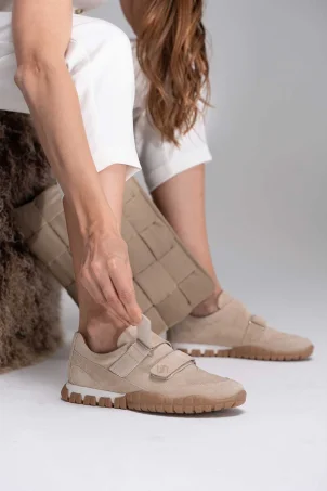 SKS-081 Bej Süet Kadın Sneaker