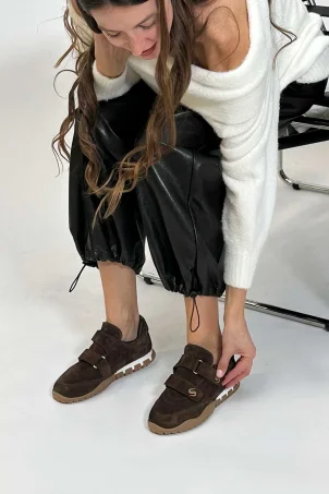 SKS-081 Kahverengi Süet Kadın Sneaker
