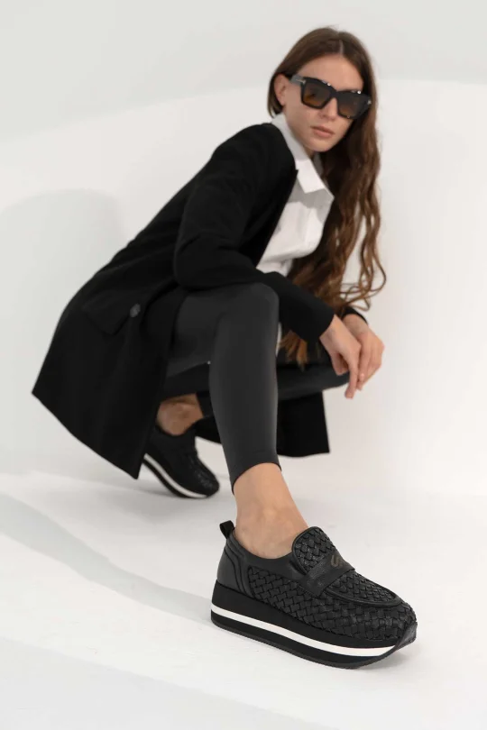 SKL-068 Siyah Deri Kadın Loafer