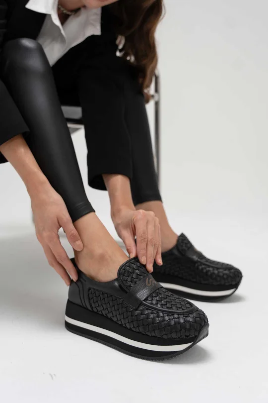 SKL-068 Siyah Deri Kadın Loafer