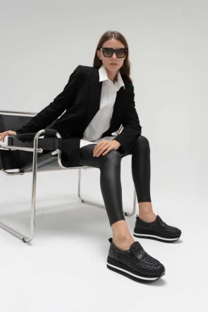 SKL-068 Siyah Deri Kadın Loafer